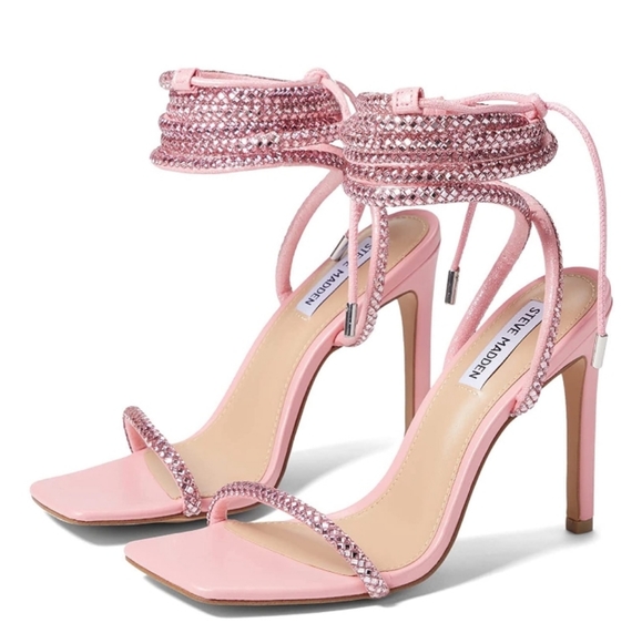 Steve Madden uplift pink Rhinestone highlace up high heel New - Picture 2 of 15